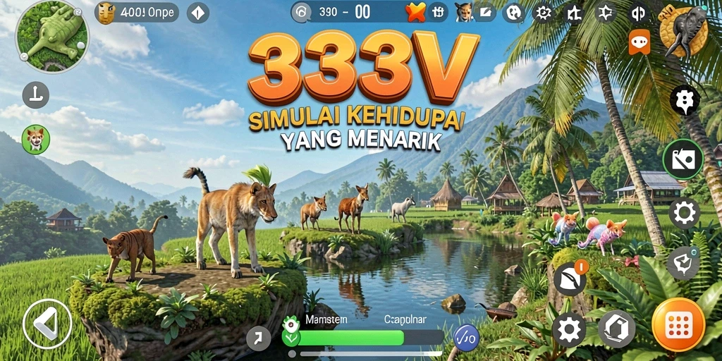 Tampilan gameplay menarik dari aplikasi 333V yang menggambarkan simulasi kehidupan.