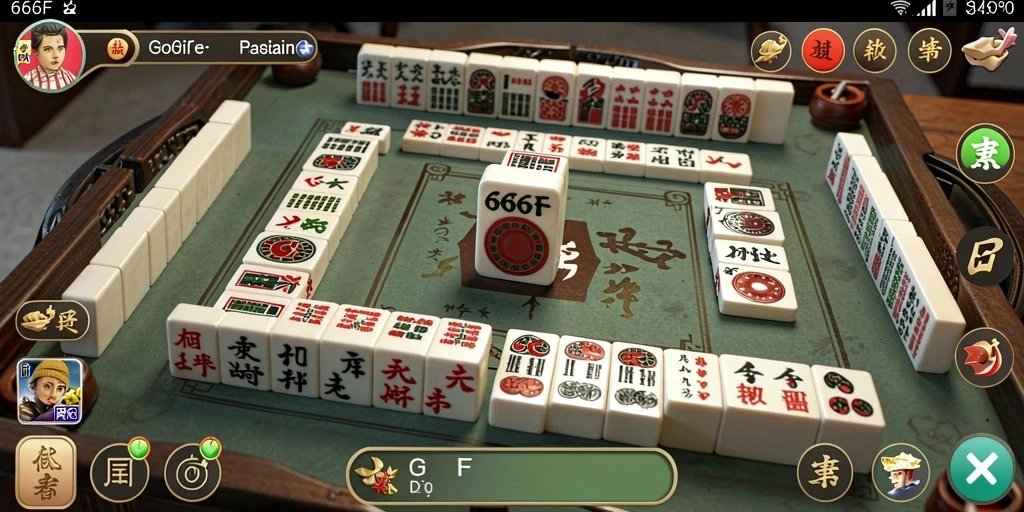 Tampilan gameplay 666F yang menarik dengan ubin Mahjong berwarna-warni.