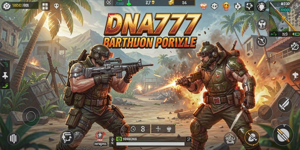 Tampilan gameplay seru di DNA777 dengan pertempuran intens.