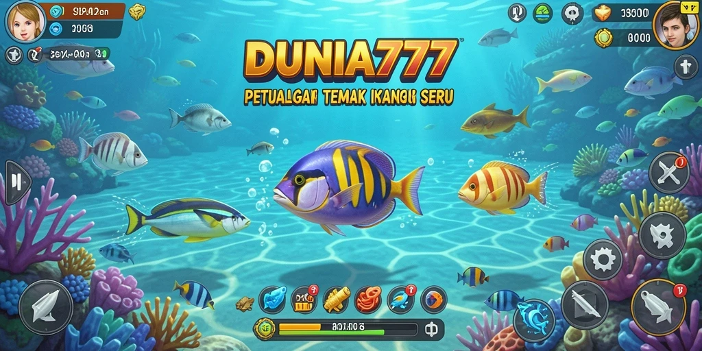 Tampilan gameplay seru DUNIA777 saat menembak ikan.