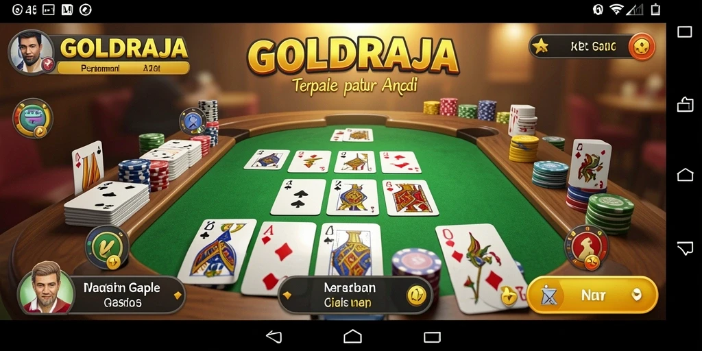 Screenshot game GOLDRAJA menampilkan serunya permainan Gaple secara langsung.