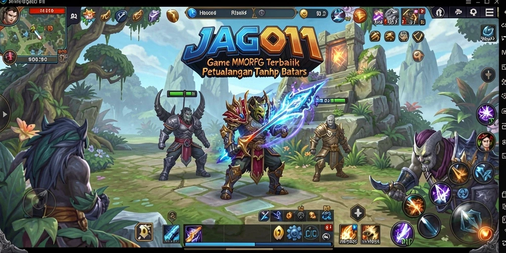 Screenshot menampilkan aksi epik dalam gameplay JAGO11 di dunia MMORPG.