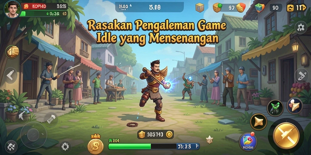 Tangkapan layar gameplay <strong>KOPI4D</strong> yang menampilkan karakter sedang bekerja dan mengumpulkan sumber daya.