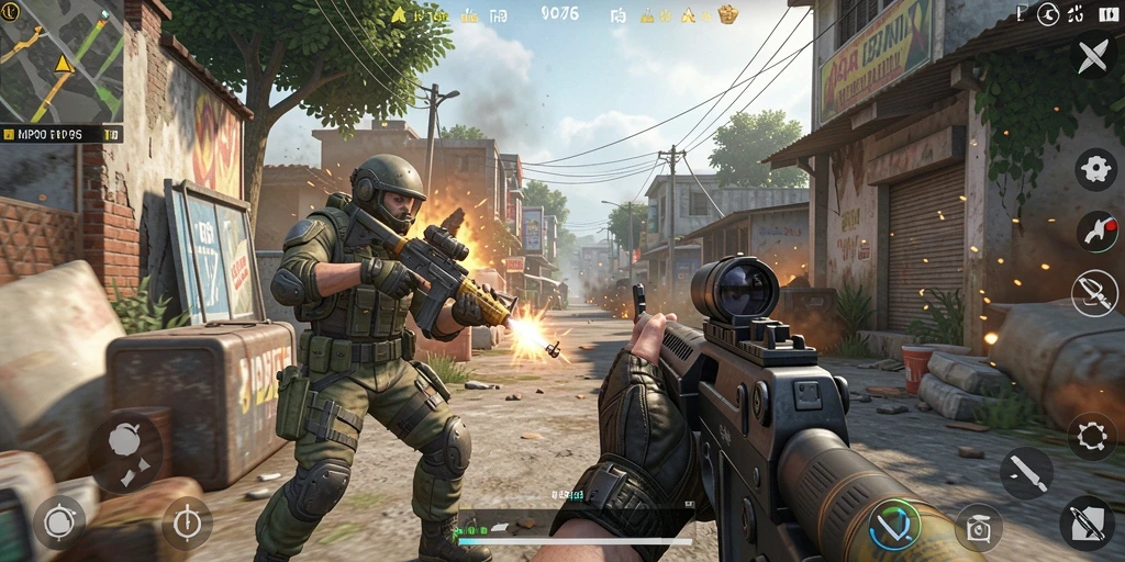 Tampilan karakter dan lingkungan dalam gameplay TPS MPO76.