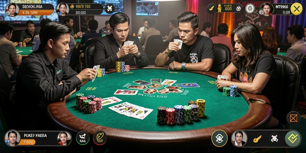 Tampilan gameplay seru dari MT966 dengan suasana Poker yang nyata.