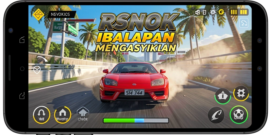 Tampilan gameplay RSNOK yang mendebarkan dan seru saat balapan.
