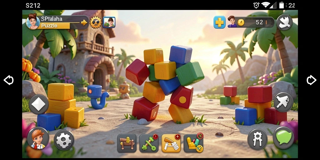 Screenshot gameplay SP212 yang menunjukkan teka-teki penuh warna.