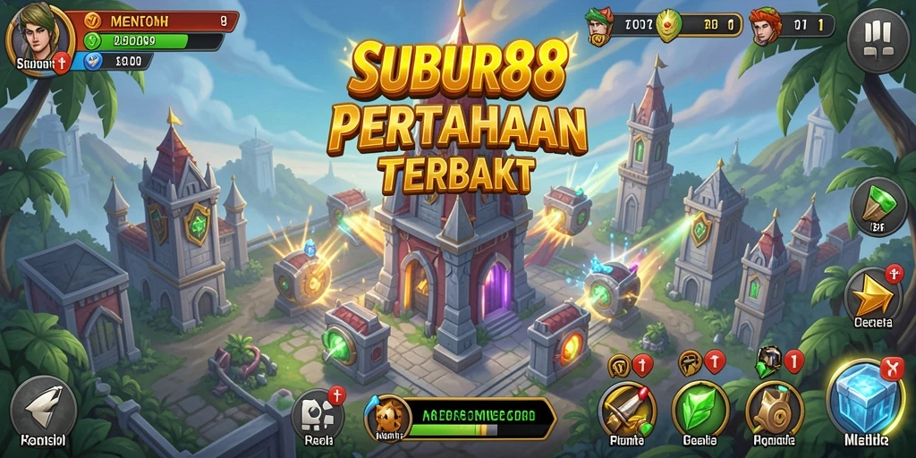 Tampilan gameplay menara pertahanan di SUBUR88.