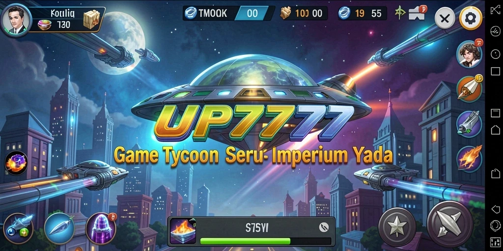 Tampilan gameplay <strong>UFO777</strong> yang menggambarkan proses membangun bisnis Tycoon.
