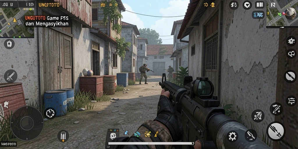 Screenshot gameplay <strong>UNGUTOTO</strong> menampilkan aksi tembak-menembak yang intens.
