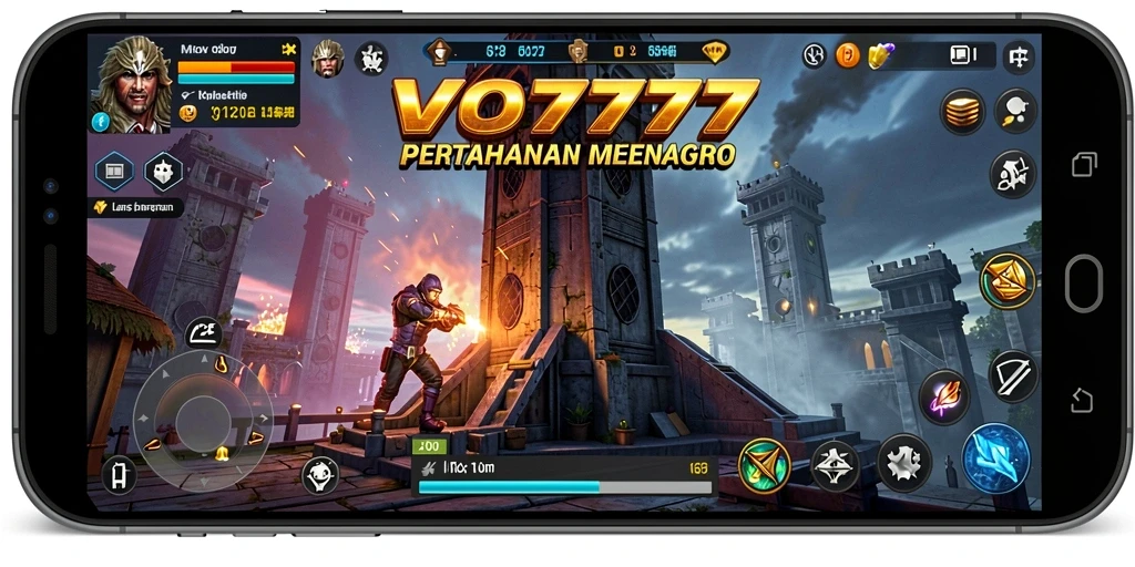 Tampilan menara pertahanan yang strategis dan musuh yang mendebarkan.