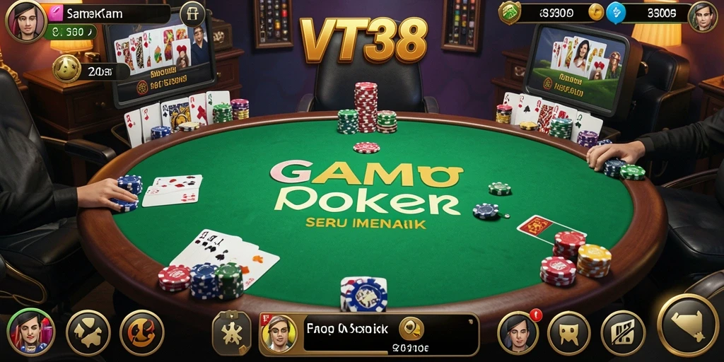 Tampilan gameplay Poker yang seru dan mendebarkan.